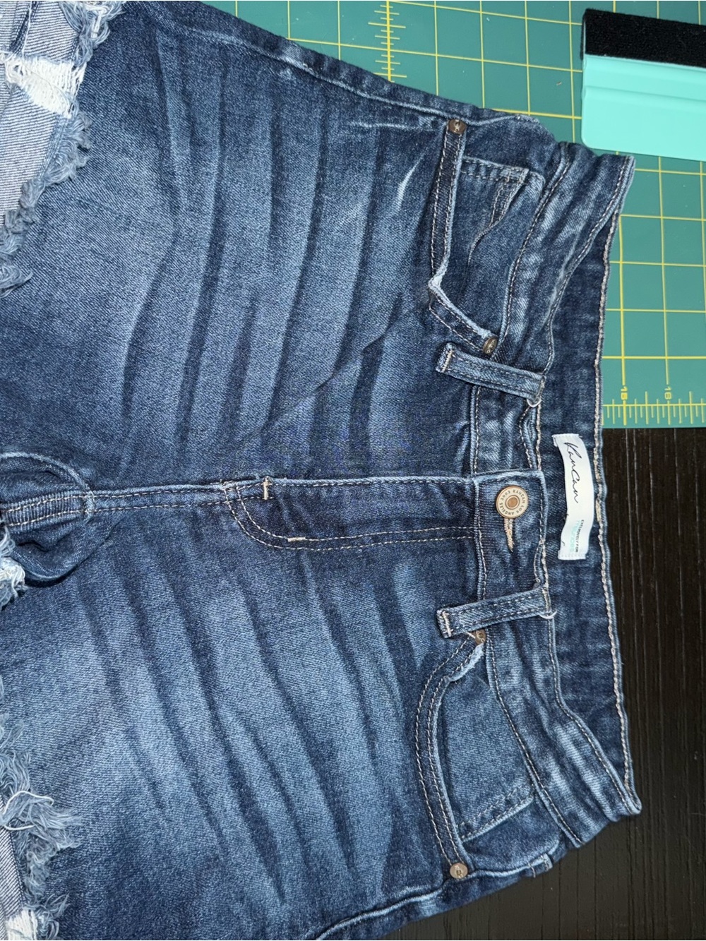 KanCan Two-Tone Light and Dark Blue Denim Shorts